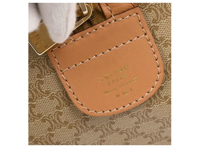 Céline Celine Vintage Duffle Canvas and Leather Beige - vista 4