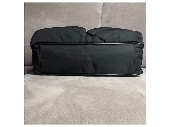 Bolsa de ombro para laptop em nylon Saffiano Tessuto com logo triangular Prada Preto - vista 6