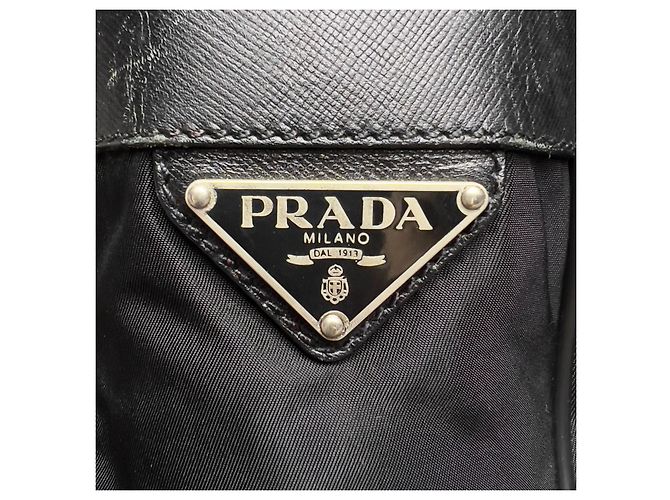 Bolsa de ombro para laptop em nylon Saffiano Tessuto com logo triangular Prada Preto - vista 8