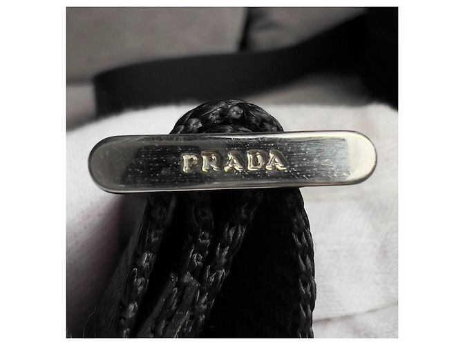 Bolsa de ombro para laptop em nylon Saffiano Tessuto com logo triangular Prada Preto - vista 9