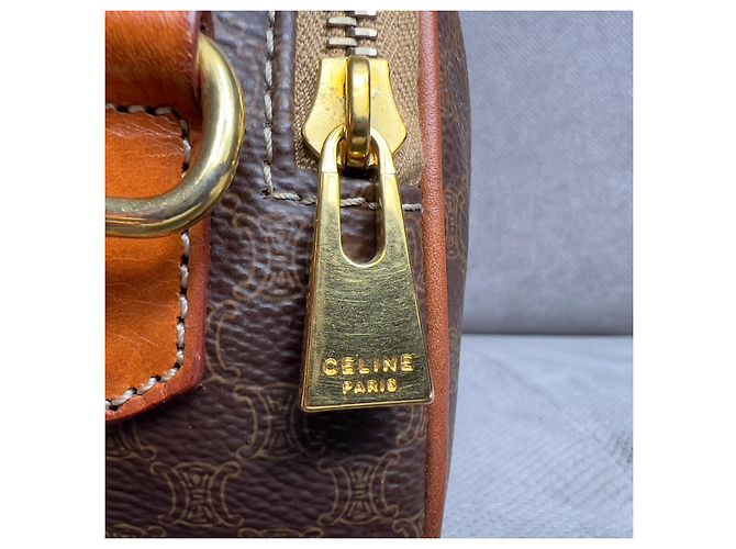 Vintage Celine Céline Macadam Mini Kamera Schultertasche Braun - Ansicht 7