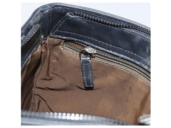 Bolsa de Ombro Salvatore Ferragamo em Couro Preto Prata Auth BA8970 - vista 21