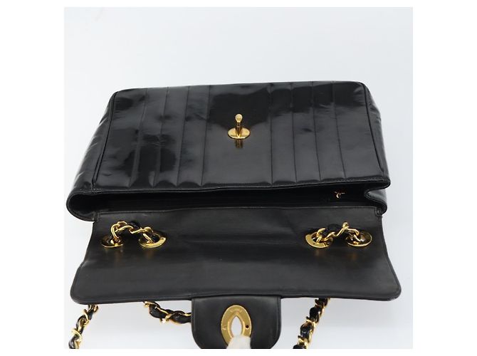 CHANEL Matelassé 30 Borsa a Spalla con Catena Smalto Nero Oro CC Auth 158839 D'oro - vista 10
