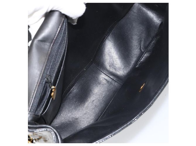 CHANEL Matelassé 30 Borsa a Spalla con Catena Smalto Nero Oro CC Auth 158839 D'oro - vista 11