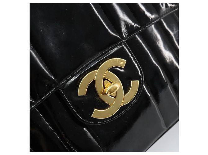 CHANEL Matelassé 30 Borsa a Spalla con Catena Smalto Nero Oro CC Auth 158839 D'oro - vista 17
