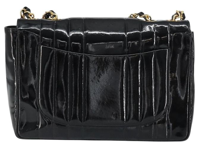 CHANEL Matelassé 30 Borsa a Spalla con Catena Smalto Nero Oro CC Auth 158839 D'oro - vista 2