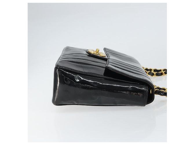 CHANEL Matelassé 30 Borsa a Spalla con Catena Smalto Nero Oro CC Auth 158839 D'oro - vista 3