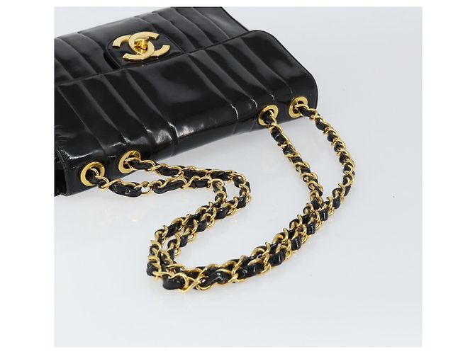 CHANEL Matelassé 30 Borsa a Spalla con Catena Smalto Nero Oro CC Auth 158839 D'oro - vista 7