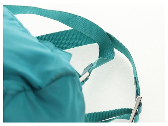 PRADA Backpack Nylon Turquoise Blue Silver Auth 157362V Silvery - view 16