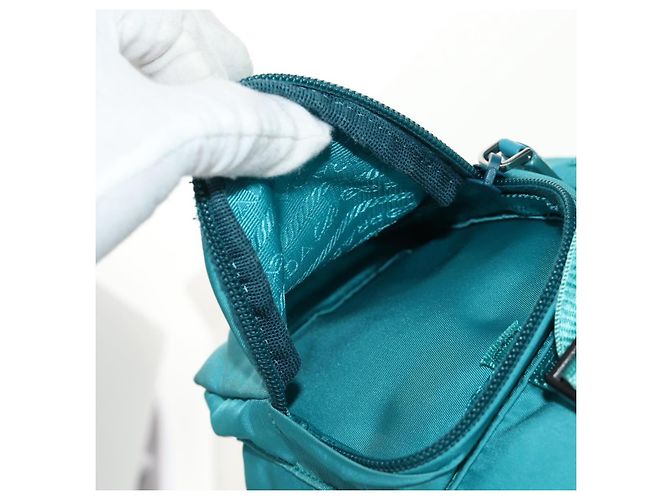 PRADA Backpack Nylon Turquoise Blue Silver Auth 157362V Silvery - view 22
