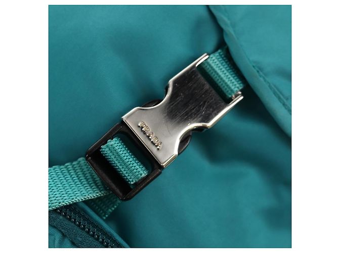 PRADA Backpack Nylon Turquoise Blue Silver Auth 157362V Silvery - view 23