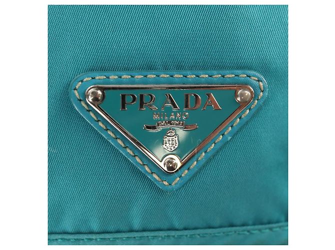 PRADA Backpack Nylon Turquoise Blue Silver Auth 157362V Silvery - view 24