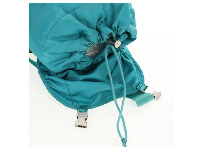 PRADA Backpack Nylon Turquoise Blue Silver Auth 157362V Silvery - view 25