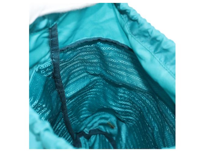 PRADA Backpack Nylon Turquoise Blue Silver Auth 157362V Silvery - view 28