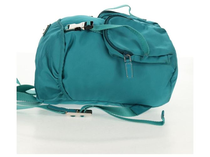 PRADA Backpack Nylon Turquoise Blue Silver Auth 157362V Silvery - view 3