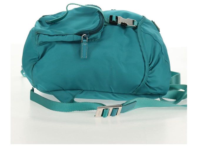 PRADA Backpack Nylon Turquoise Blue Silver Auth 157362V Silvery - view 4
