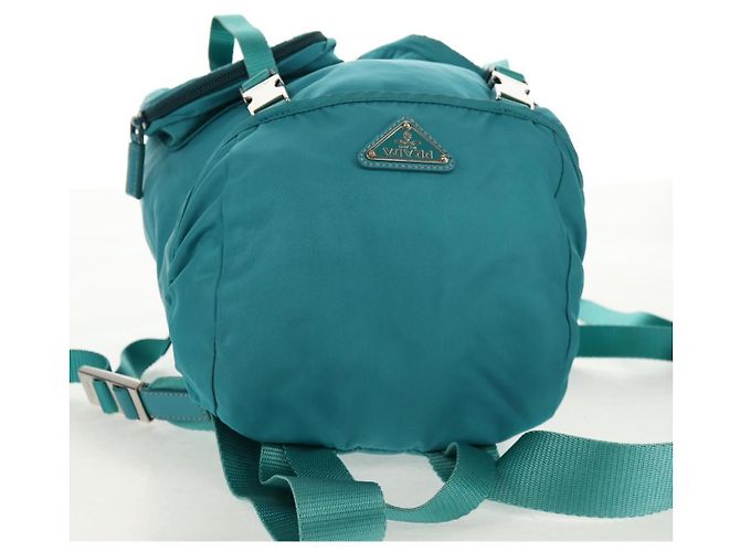 PRADA Backpack Nylon Turquoise Blue Silver Auth 157362V Silvery - view 6