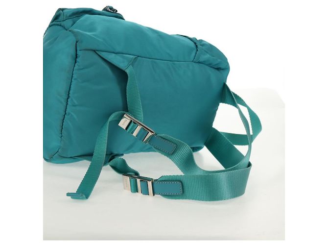 PRADA Backpack Nylon Turquoise Blue Silver Auth 157362V Silvery - view 8