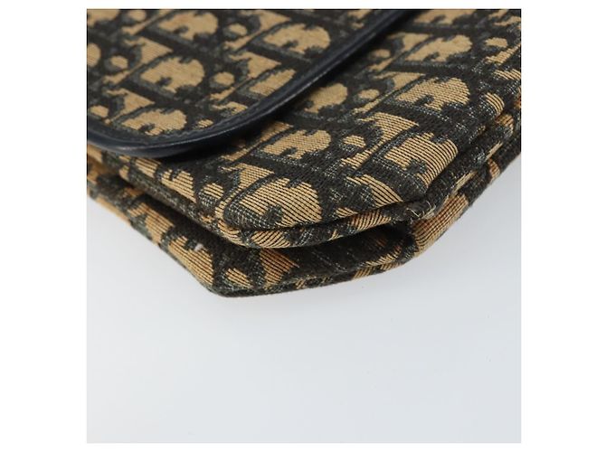 Borsa a Spalla in Tela Trotter Christian Dior Blu Navy Oro Auth 158813 D'oro - vista 14