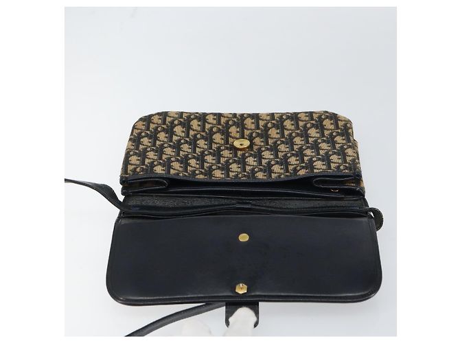 Borsa a Spalla in Tela Trotter Christian Dior Blu Navy Oro Auth 158813 D'oro - vista 18
