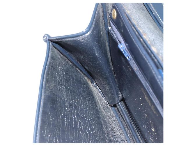 Borsa a Spalla in Tela Trotter Christian Dior Blu Navy Oro Auth 158813 D'oro - vista 21