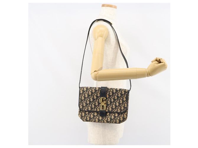 Borsa a Spalla in Tela Trotter Christian Dior Blu Navy Oro Auth 158813 D'oro - vista 23