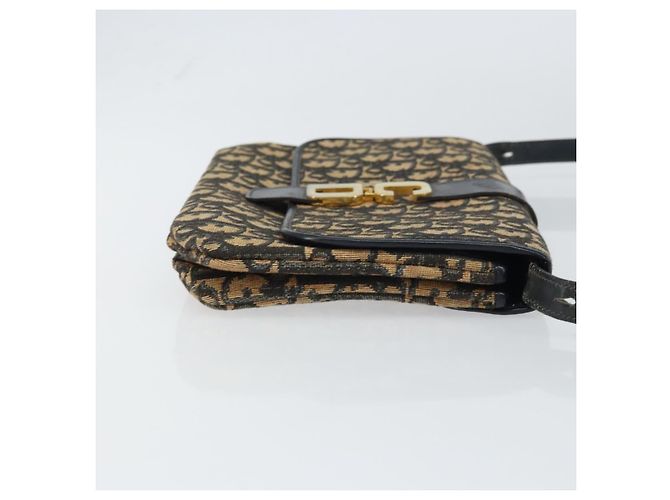 Borsa a Spalla in Tela Trotter Christian Dior Blu Navy Oro Auth 158813 D'oro - vista 3