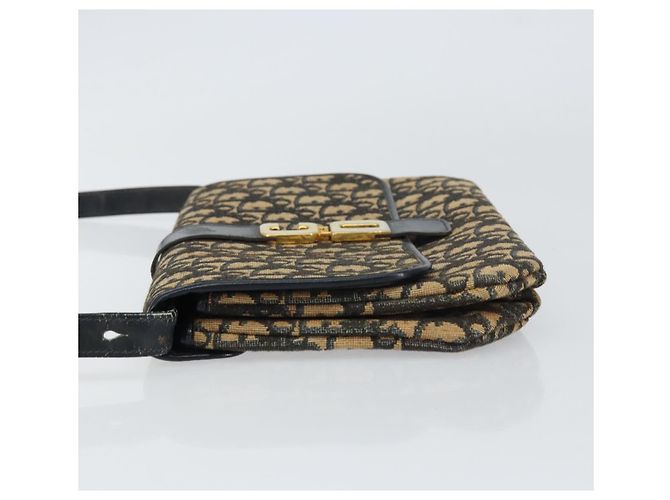 Borsa a Spalla in Tela Trotter Christian Dior Blu Navy Oro Auth 158813 D'oro - vista 4