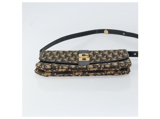 Borsa a Spalla in Tela Trotter Christian Dior Blu Navy Oro Auth 158813 D'oro - vista 5