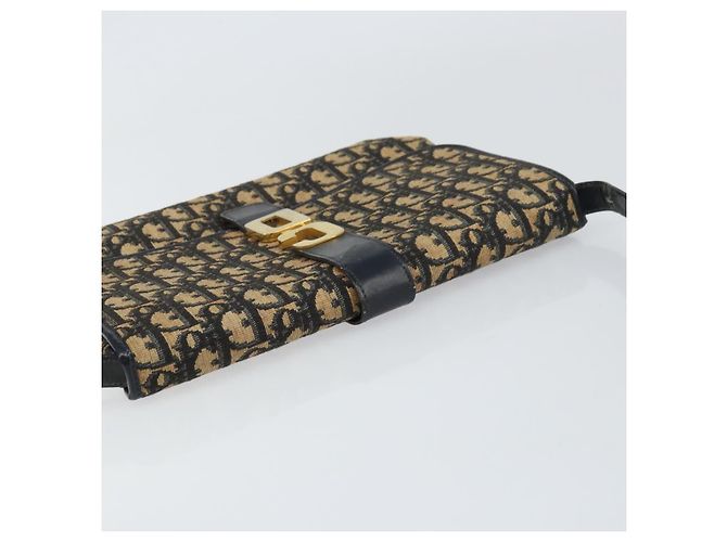 Borsa a Spalla in Tela Trotter Christian Dior Blu Navy Oro Auth 158813 D'oro - vista 6