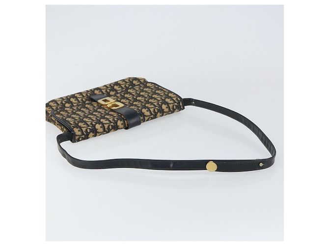 Borsa a Spalla in Tela Trotter Christian Dior Blu Navy Oro Auth 158813 D'oro - vista 7