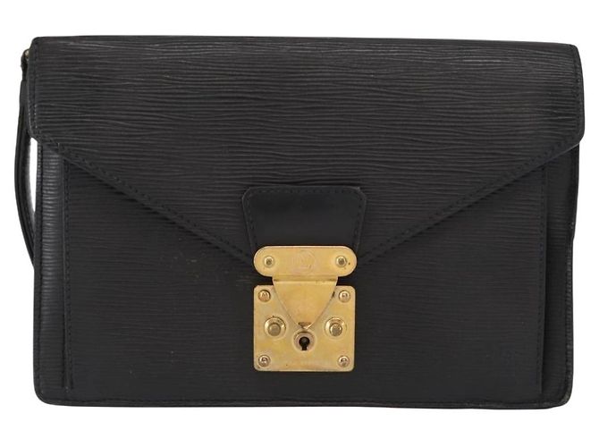LOUIS VUITTON Epi Serie Dragonne Clutch Bag Nero M52612 LV Auth ep12225 - vista 13