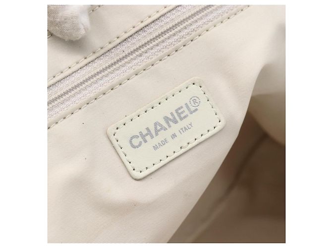 CHANEL Nova linha de viagem Bolsa de mão em nylon bege prata CC Auth mr1703 - vista 10