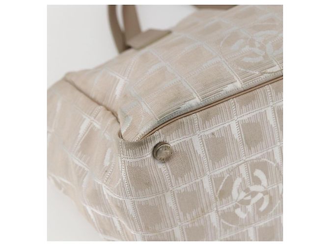 CHANEL Nova linha de viagem Bolsa de mão em nylon bege prata CC Auth mr1703 - vista 14
