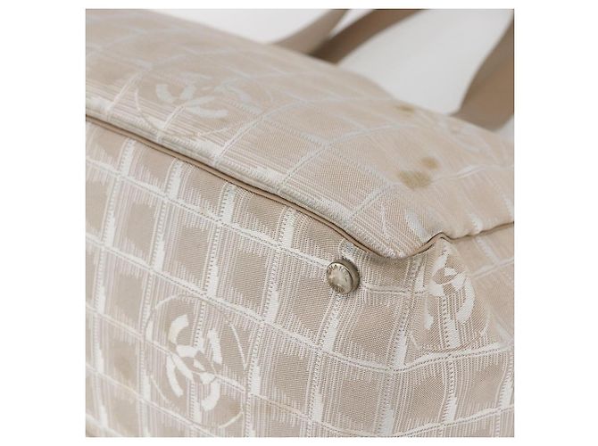 CHANEL Nova linha de viagem Bolsa de mão em nylon bege prata CC Auth mr1703 - vista 15