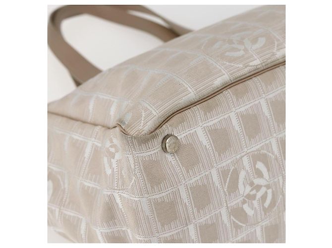 CHANEL Nova linha de viagem Bolsa de mão em nylon bege prata CC Auth mr1703 - vista 16