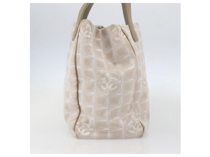 CHANEL Nova linha de viagem Bolsa de mão em nylon bege prata CC Auth mr1703 - vista 4