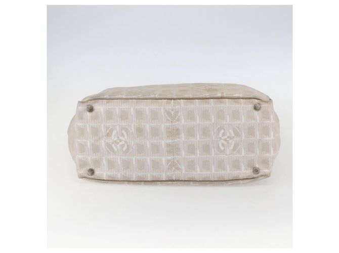 CHANEL Nova linha de viagem Bolsa de mão em nylon bege prata CC Auth mr1703 - vista 5
