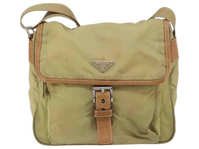 Borsa a Spalla PRADA Nylon Beige Argento Autentica 151654 - vista 13