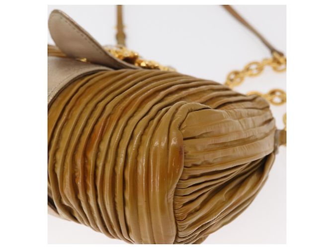 Borsa a Spalla Miu Miu con Catena Smalto Giallo Oro Auth BA8837 D'oro - vista 14