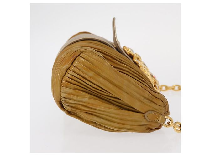 Borsa a Spalla Miu Miu con Catena Smalto Giallo Oro Auth BA8837 D'oro - vista 3