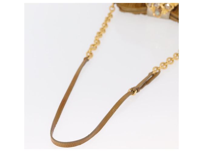 Borsa a Spalla Miu Miu con Catena Smalto Giallo Oro Auth BA8837 D'oro - vista 7