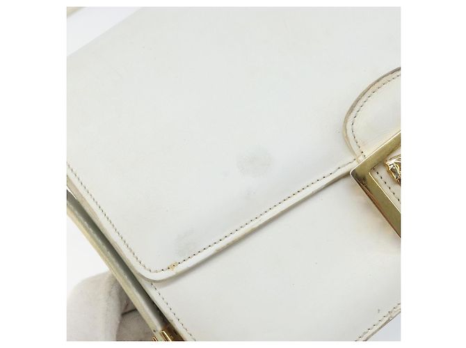 Céline Borsa a Spalla CELINE in Pelle Bianca e Oro Auth 156322 Bianco D'oro - vista 10