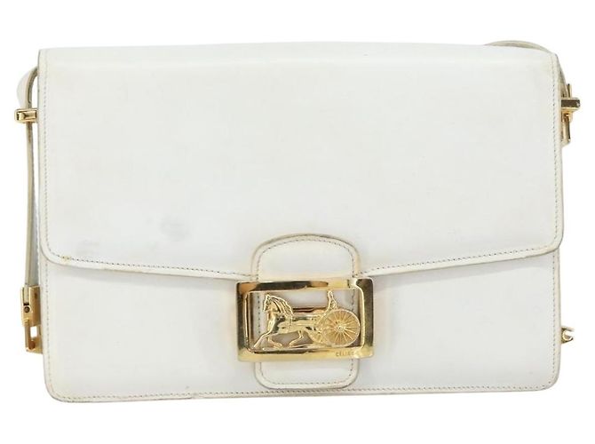 Céline Borsa a Spalla CELINE in Pelle Bianca e Oro Auth 156322 Bianco D'oro - vista 13