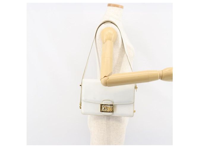 Céline Borsa a Spalla CELINE in Pelle Bianca e Oro Auth 156322 Bianco D'oro - vista 24