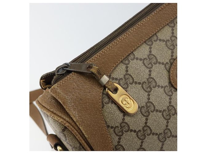 Gucci Borsa a Spalla GG Supreme in PVC Pelle Beige Oro Auth 156786 D'oro - vista 10