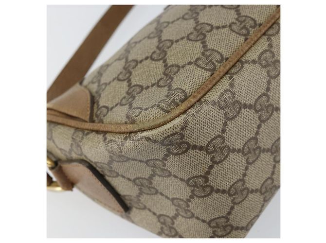 Gucci Borsa a Spalla GG Supreme in PVC Pelle Beige Oro Auth 156786 D'oro - vista 14