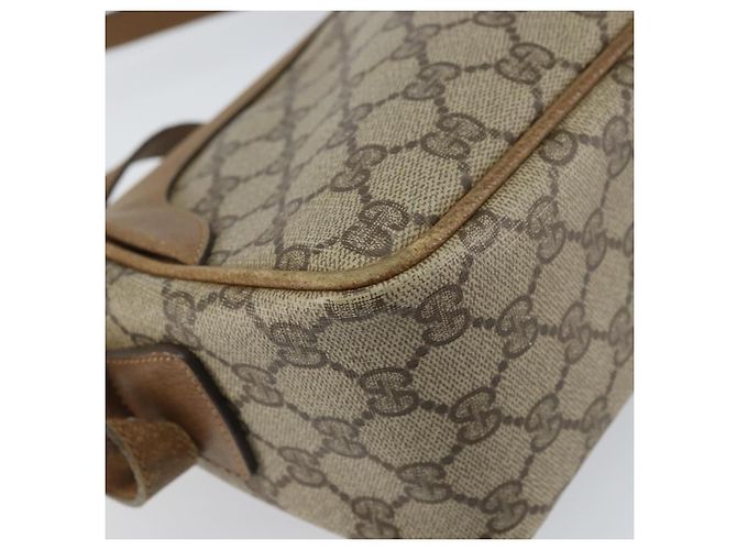 Gucci Borsa a Spalla GG Supreme in PVC Pelle Beige Oro Auth 156786 D'oro - vista 16