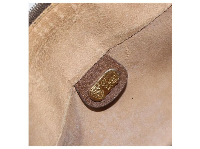 Gucci Borsa a Spalla GG Supreme in PVC Pelle Beige Oro Auth 156786 D'oro - vista 18