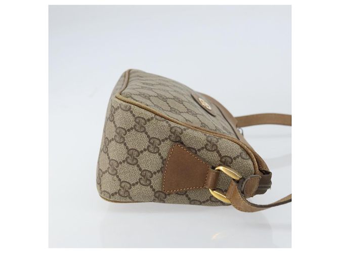 Gucci Borsa a Spalla GG Supreme in PVC Pelle Beige Oro Auth 156786 D'oro - vista 3